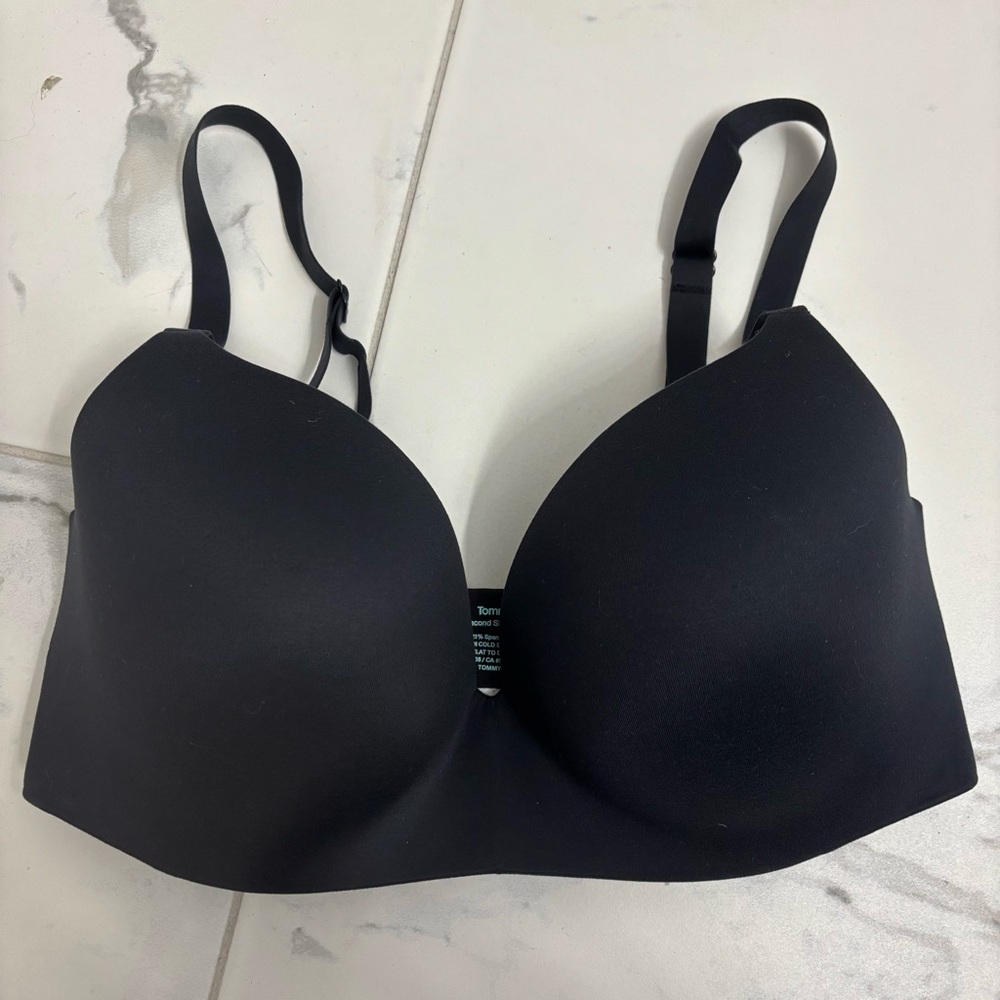 Tommy John Second Skin Lightly Lined Demi Bra 34DD Black Soft Tagless